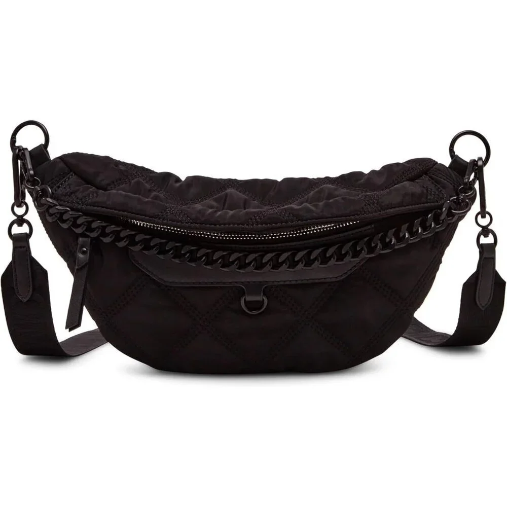 Nylon Sling Bag Womens Adjustable Crossbody Fanny Pack Hobo Black